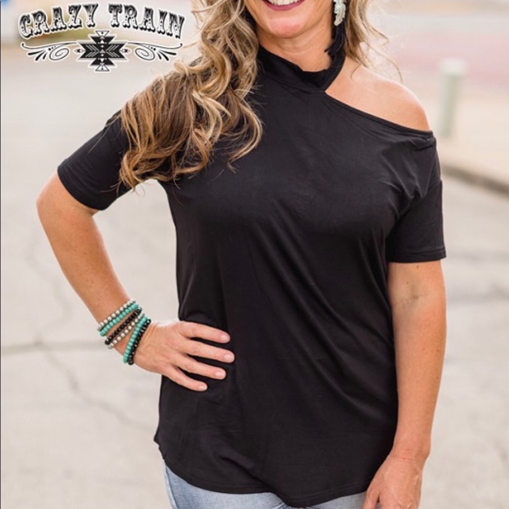 NWT! Stunning CRAZY TRAIN Blakey Black Top ๐ป๐ - Picture 2 of 4
